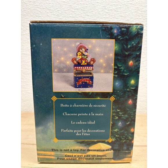 Traditions Porcelain Decorative Trinket Box Hand Painted Teddy Bear With Toys - Picture 16 of 16